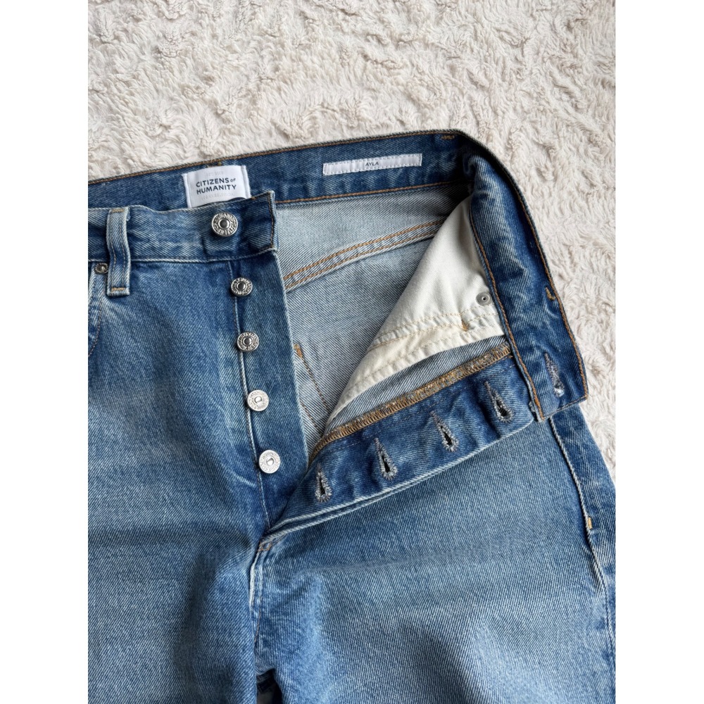 Citizens of Humanity Ayla Raw Hem Crop Jeans Doheny Blue Wide Leg 24 2117-3017 - Picture 5 of 15
